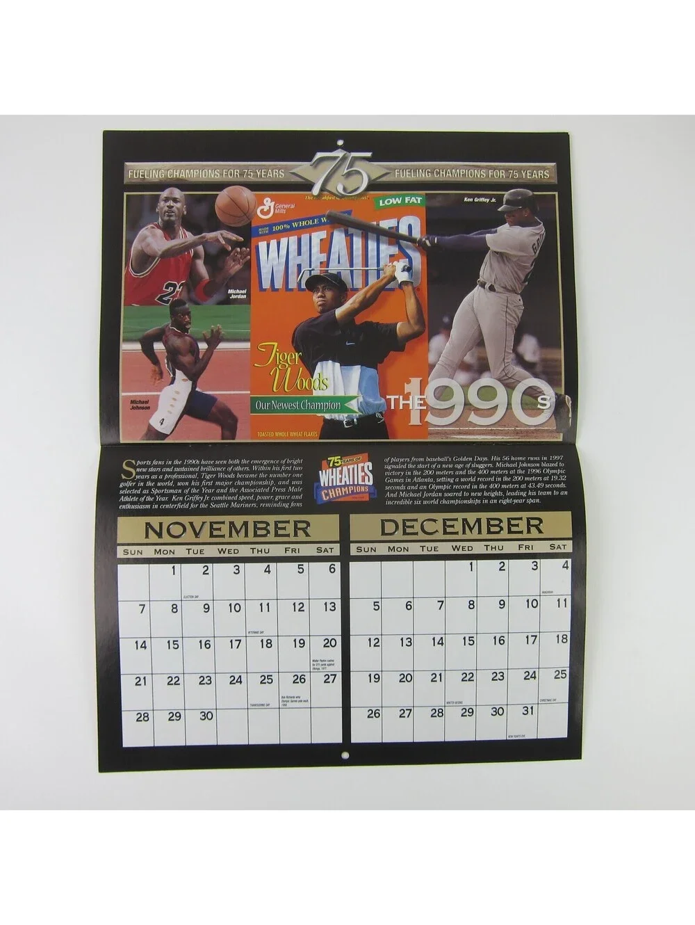 Vintage Wheaties Calendar 1999 Champions & Voting Poster 75 Years Of Champions